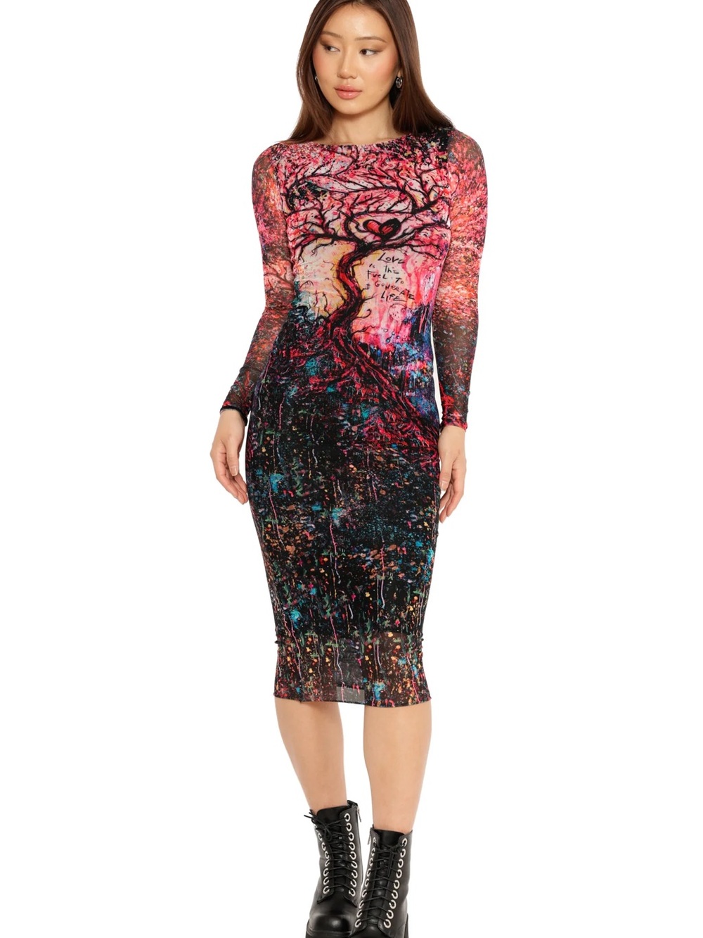 Blackmilk x Gus Fink Studio Love is Fuel Mesh Bodycon Midi Dress - Size Large